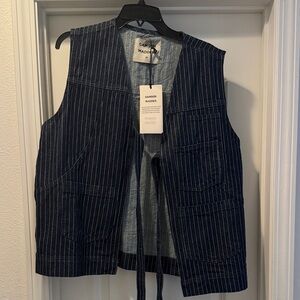 Damon Maddox Women's Denim Striped Vest NWT